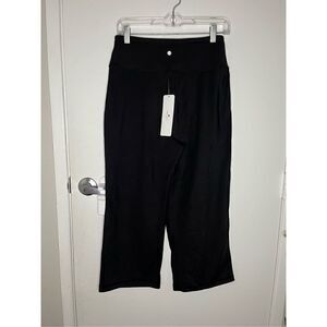 Crz Yoga Black Wide Leg Side Pockets Casual Legging Pants Size Small NWT